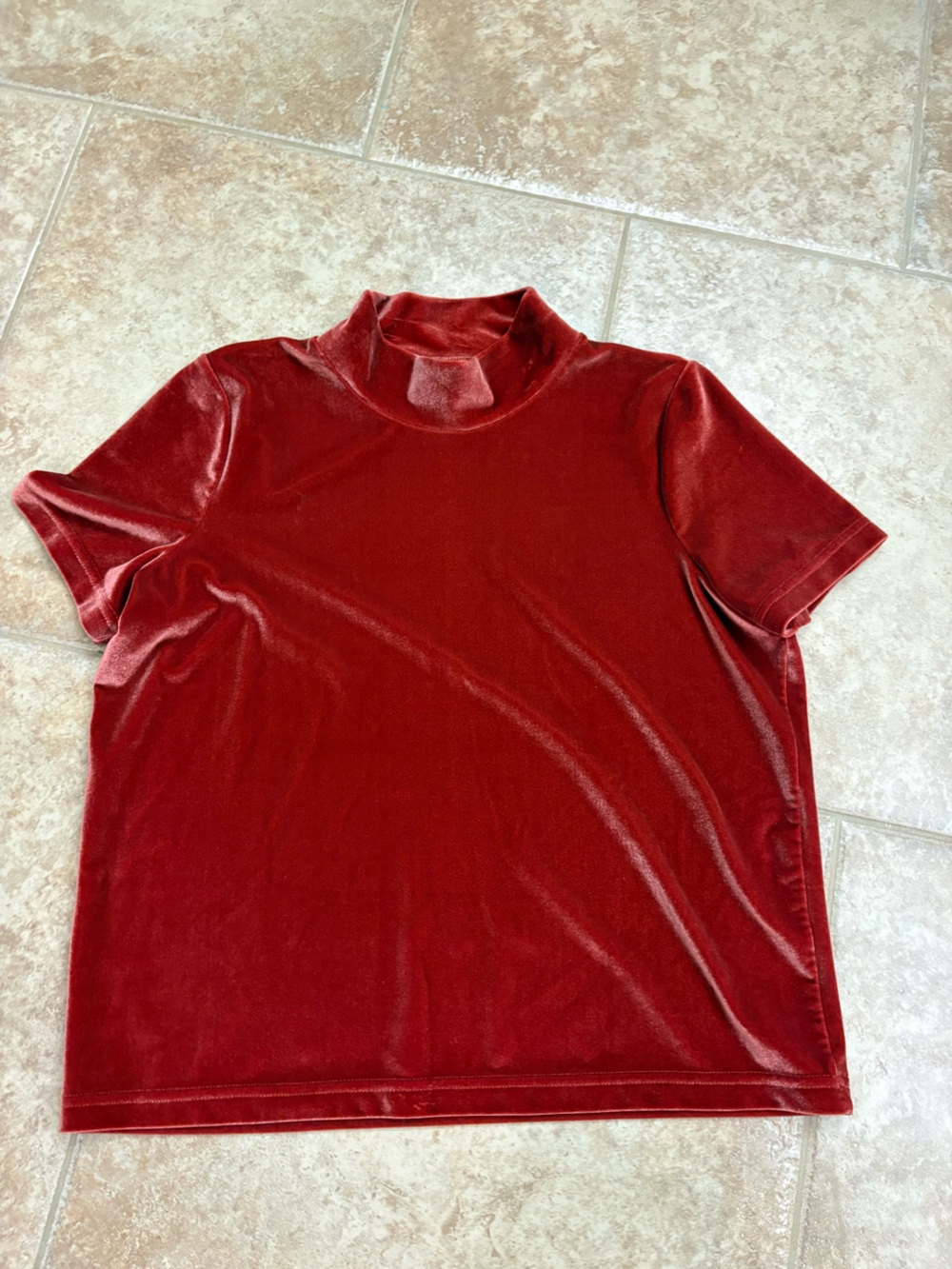 Madewell Velvet Short-Sleeve Mock Neck Tee